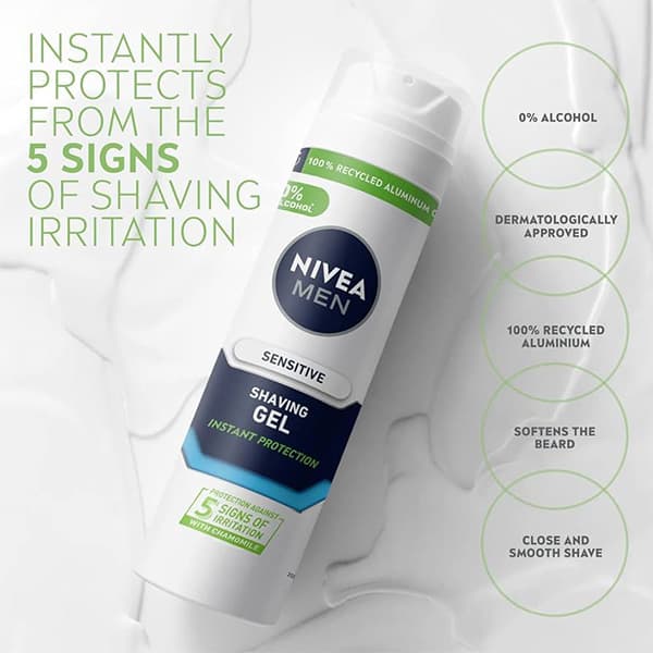 ژل اصلاح پوست های حساس نیوا Nivea SENSITIVE حجم 200 میل — تصویر ۲