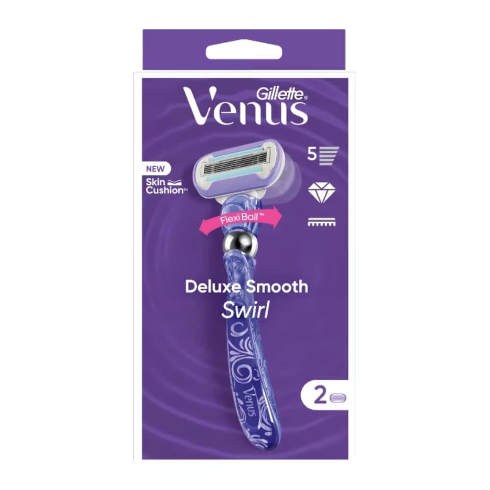 تیغ اصلاح زنانه ژیلت Gillette Venus Deluxe Smooth Swirl یک دسته به همراه 2 تیغ یدک