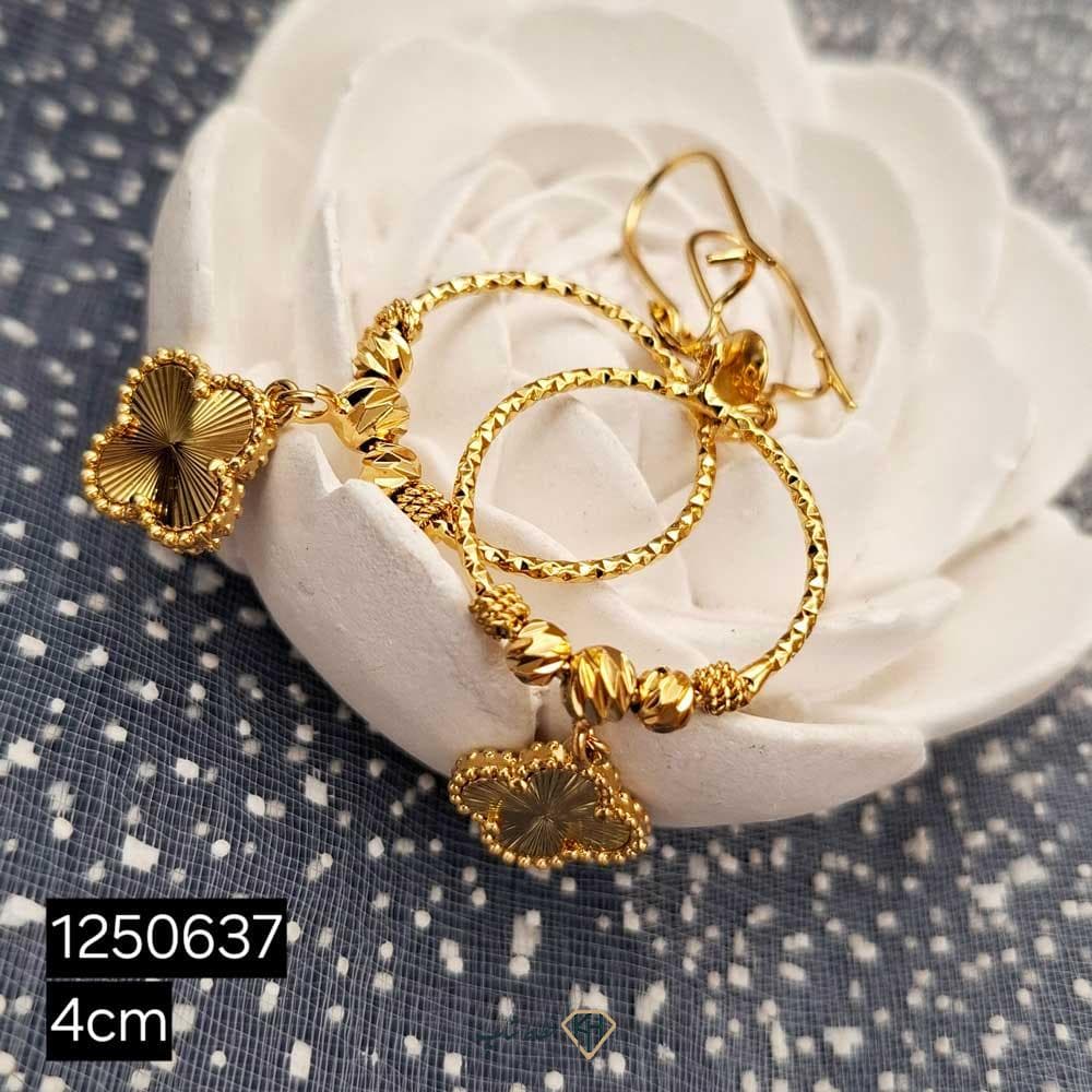 گوشواره CityGold اویزی حلقه ونکلیف تراش طلایی