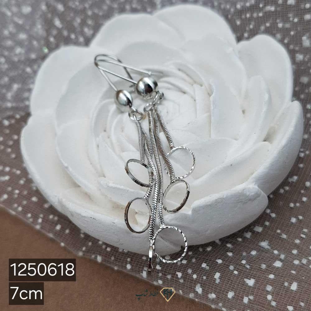 گوشواره XUPING حلقه ای بافت 2رج دایره سفید