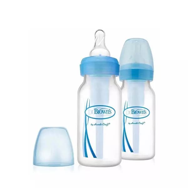 شیشه شیر باریک طلقی حجم 120 میل بسته 2 تایی دکتر براون