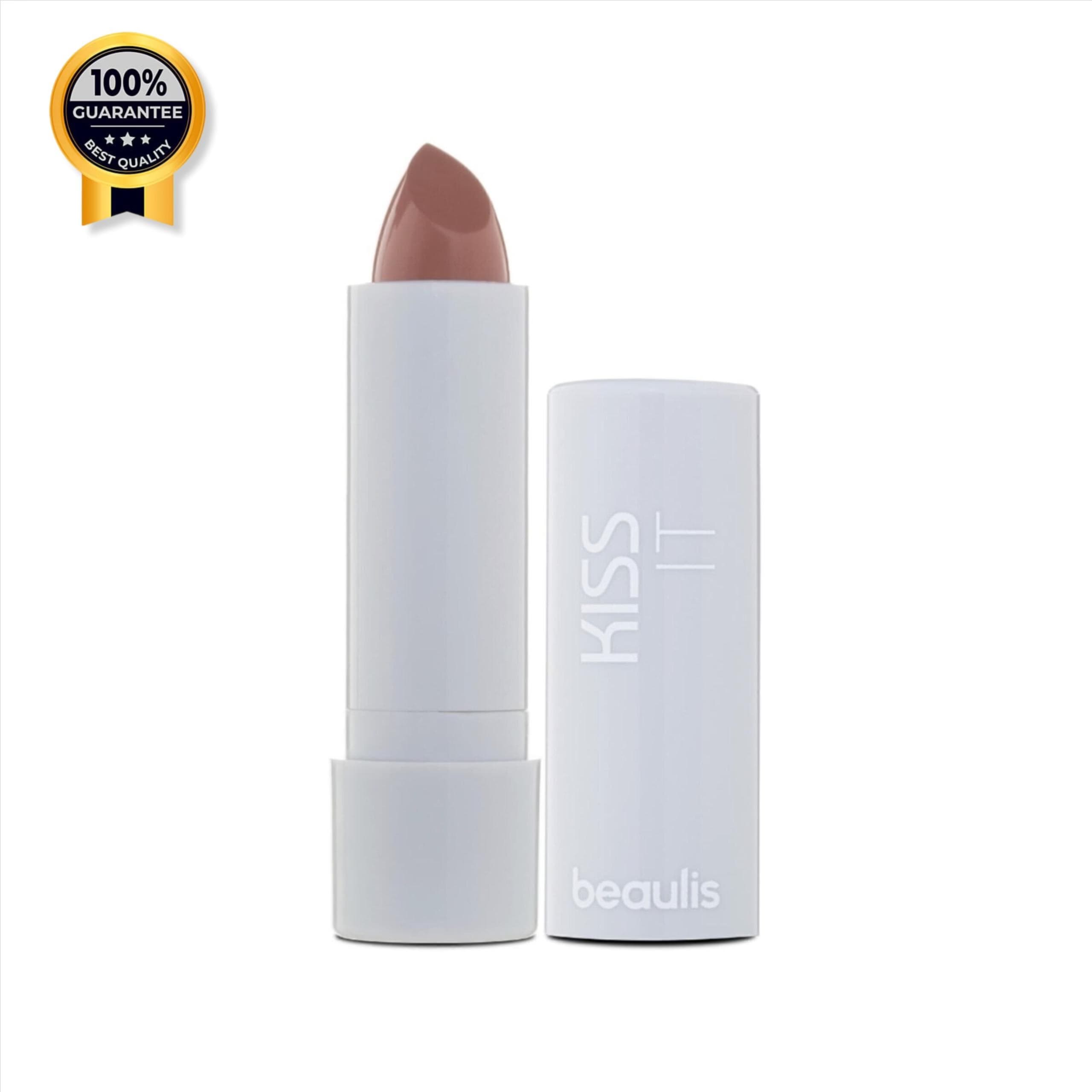 رژ لب جامد بیولیس Beaulis اورجینال مدل Kiss it قهوه ای شماره 124
