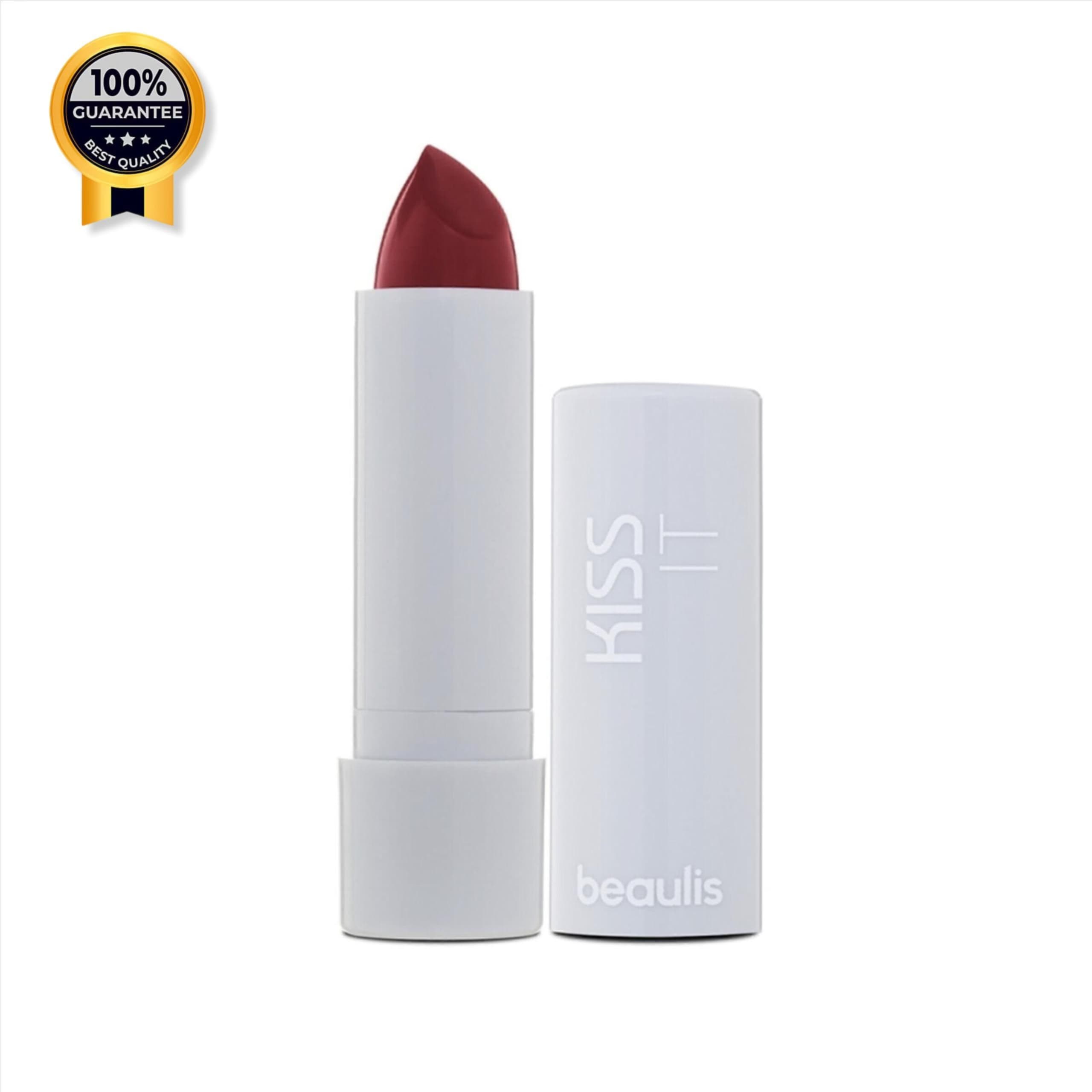 رژلب جامد بیولیس Beaulis اورجینال مدل Kiss it قرمز آلبالویی شماره 317 Chilli