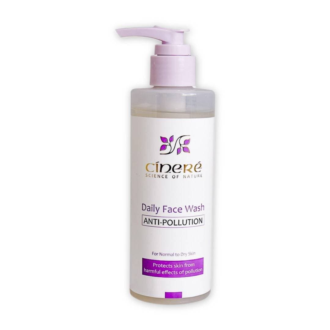 ژل شست و شوی مرطوب کننده و ضد آلودگی هوا سینره CINERE مخصوص پوست های معمولی تا خشک مدل Daily Face Wash Anti Pollution حجم 200 میل
