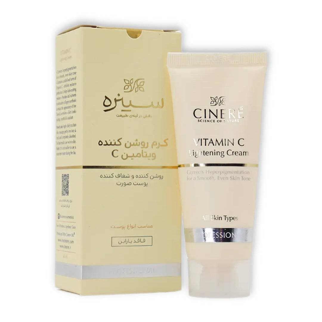 کرم روشن کننده ویتامین C سینره CINERE مناسب انواع پوست مدل Vitamin C Lightening Cream حجم 40 میل