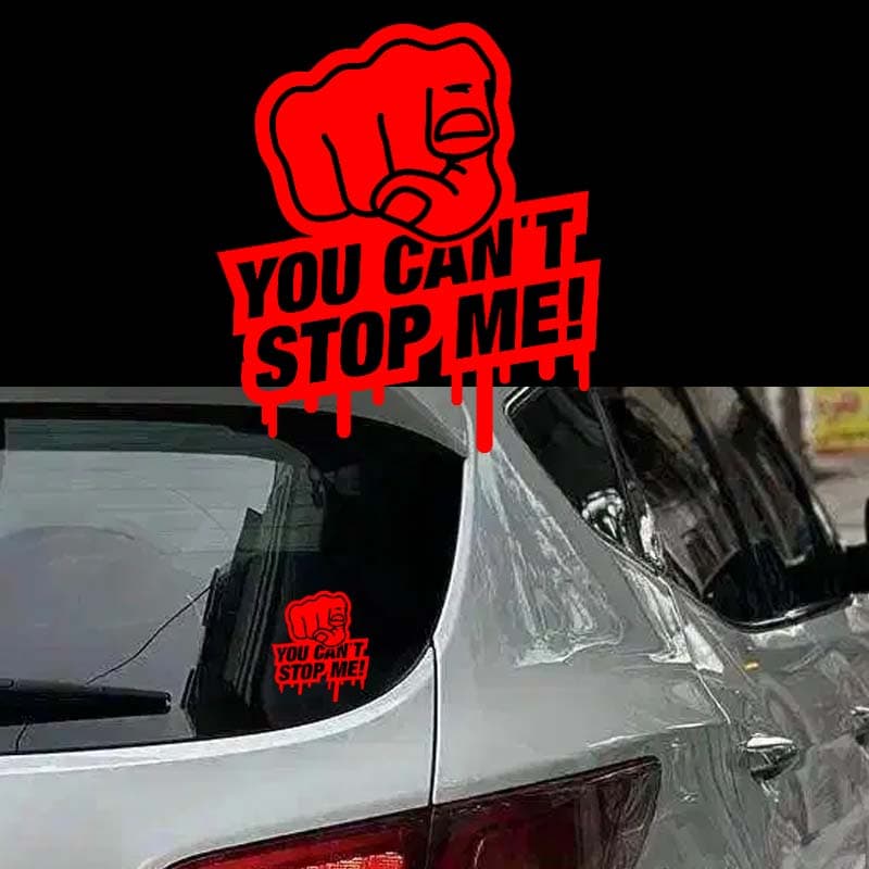 برچسب شیشه خودرو نوشته YOU CAN’T STOP ME (تو نمیتونی جلومو بگیری) قرمز – 12*10 سانت