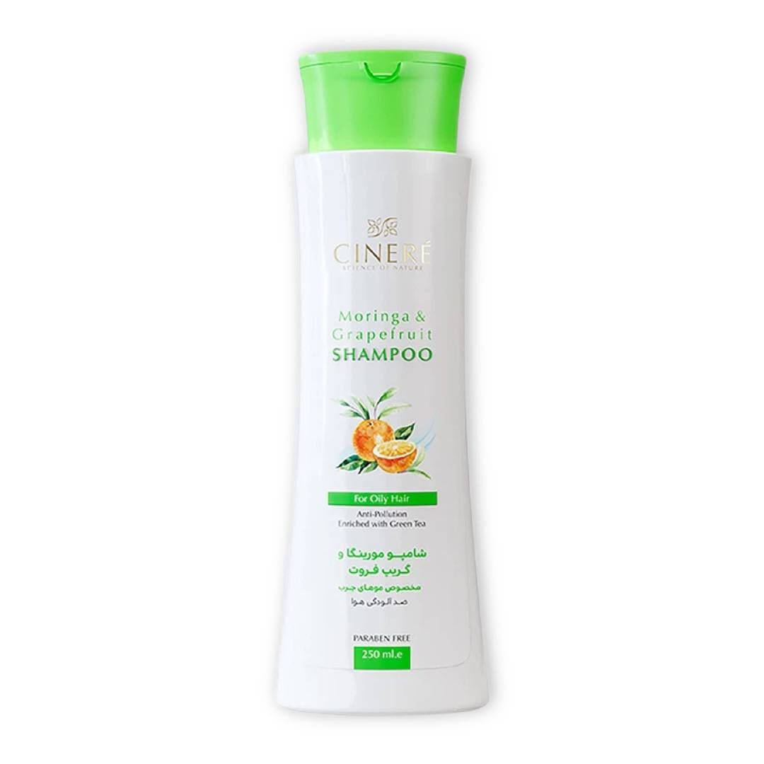 شامپو مورینگا و گریپ فروت سینره CINERE مخصوص موهای چرب مدل Moringa &amp; Grapefruit Shampoo حجم 250 میل