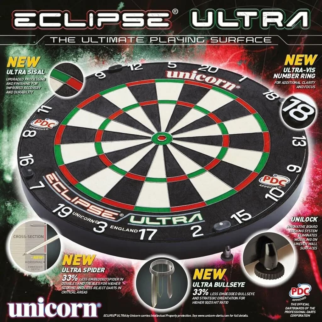 تخته دارت سوزنی مویی یونیکورن 18اینچ تیغه ای ECLIPSE ULTRA — تصویر ۲