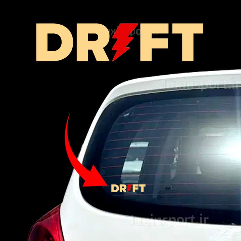 برچسب شیشه خودرو طرح DRIFT – طلایی قرمز – 19*5 سانت