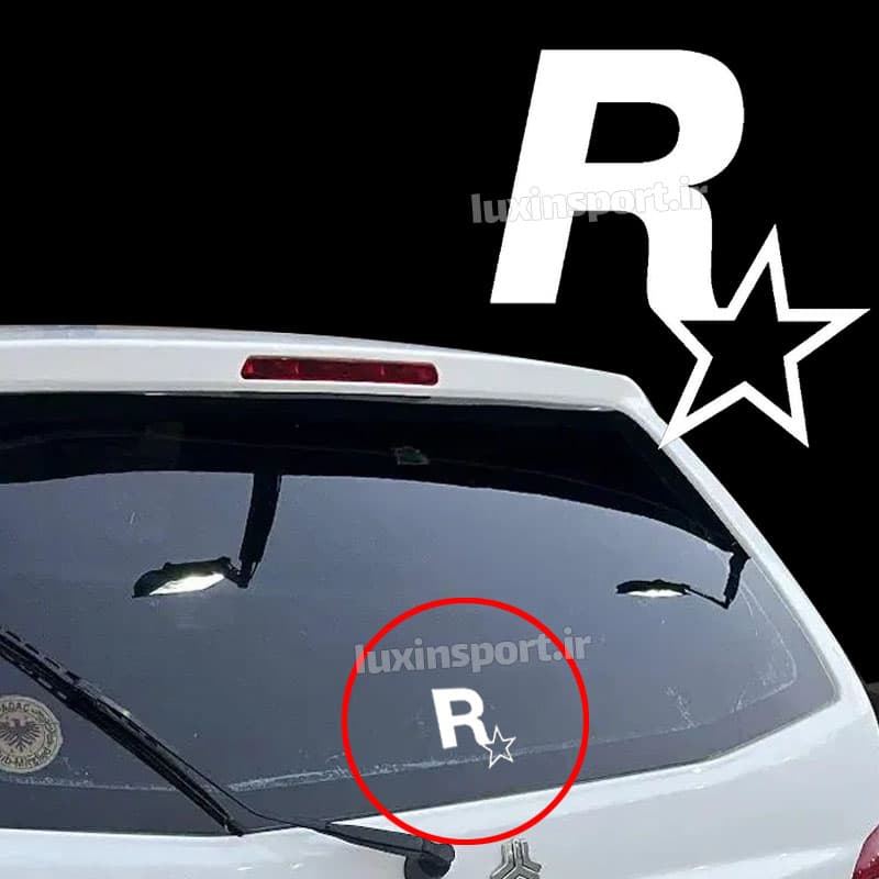 برچسب شیشه خودرو طرح راک استار ROCKSTAR – سفید – 8*8 سانت