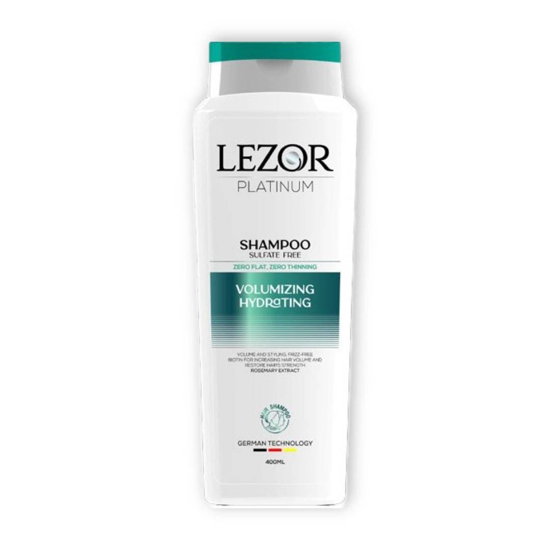 شامپو حجم دهنده و درخشان کننده ظاهری مو لزور LEZOR مدل Volumizing Hydrating حجم 400 میل