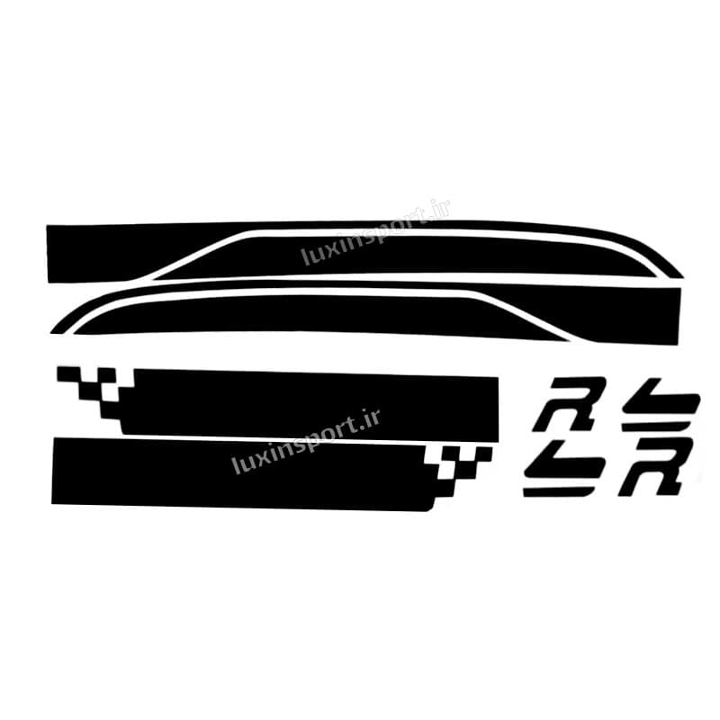 برچسب بدنه کوییک آر (R) مدل جدید بدون نوشته کراس مشکی – بسته 2 عددی (شش تیکه) — تصویر ۲
