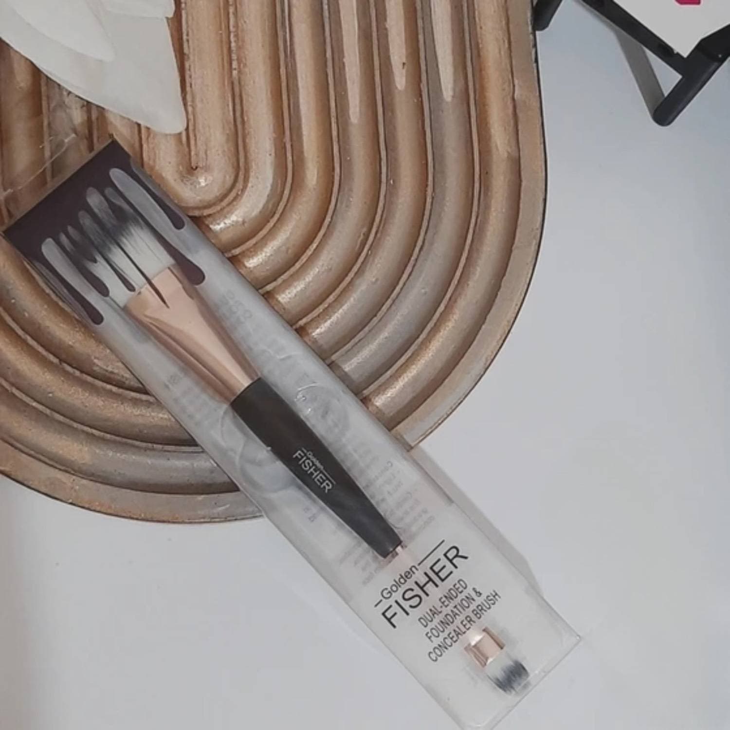 براش رژگونه و ابرو قلمی دوسر گلدن فیشر Golden FISHER مدل G25 — تصویر ۲