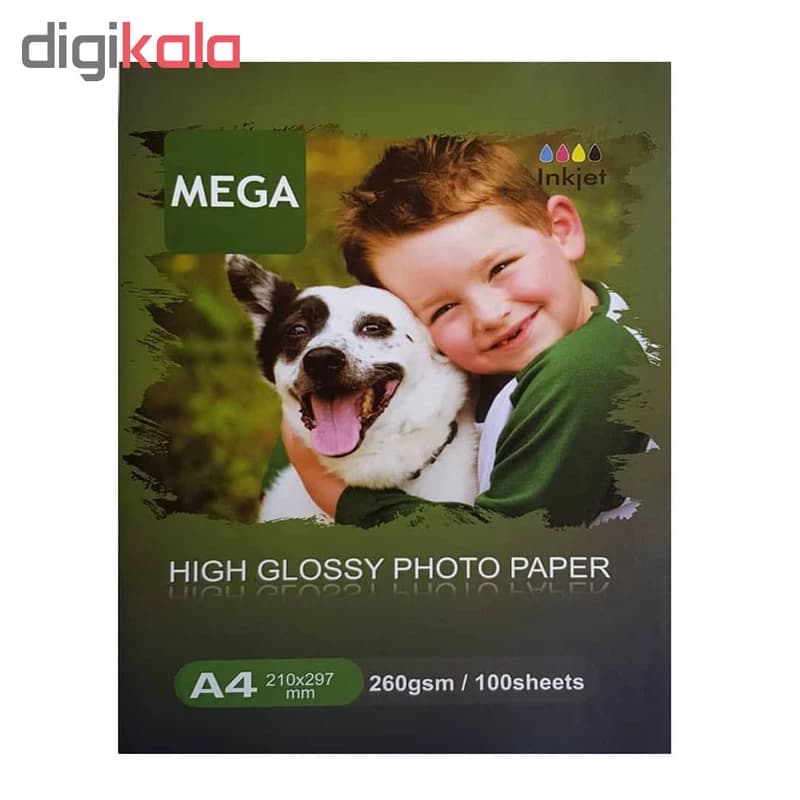 کاغذ فتوگلاسه ضدآب پشت مارکدار 260 گرم سایز A4 بسته 100 عددی مگا Mega — تصویر ۶