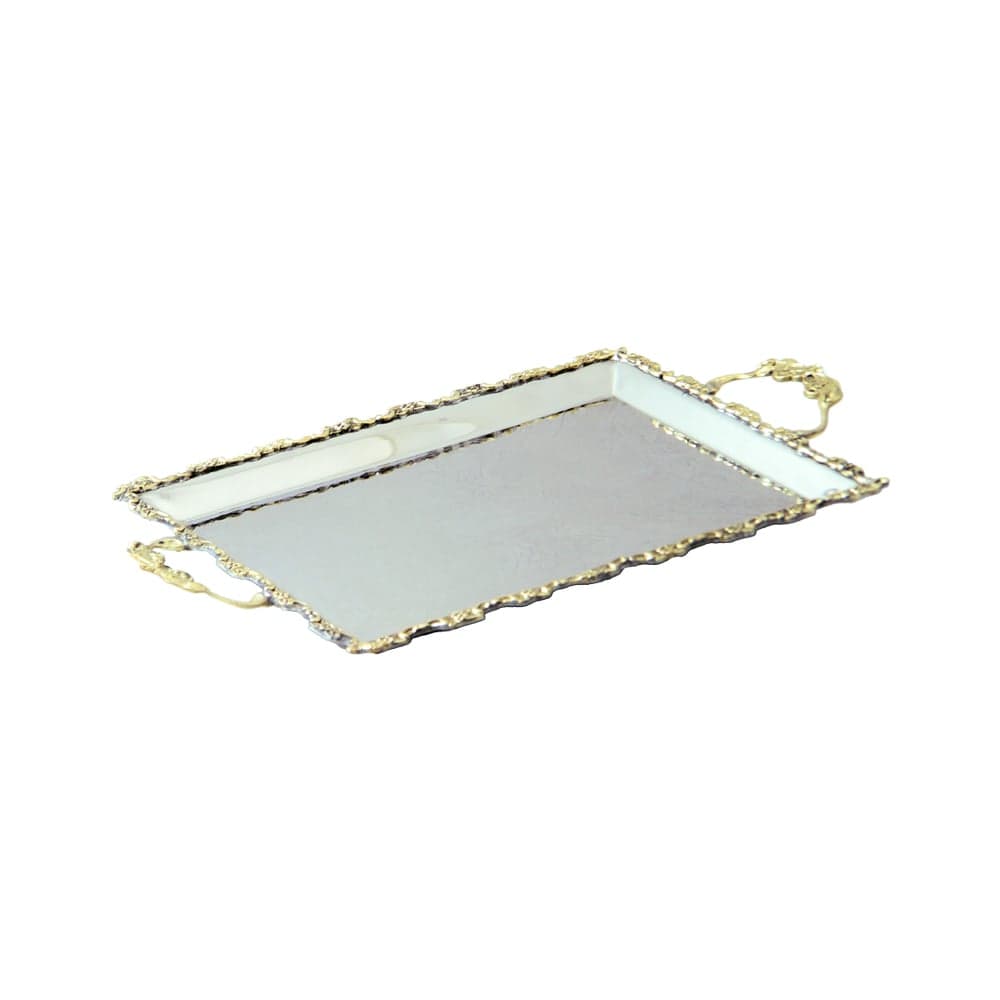 سينی پذیرایی استیل برنجی مدل مستطیل کد DB-80097