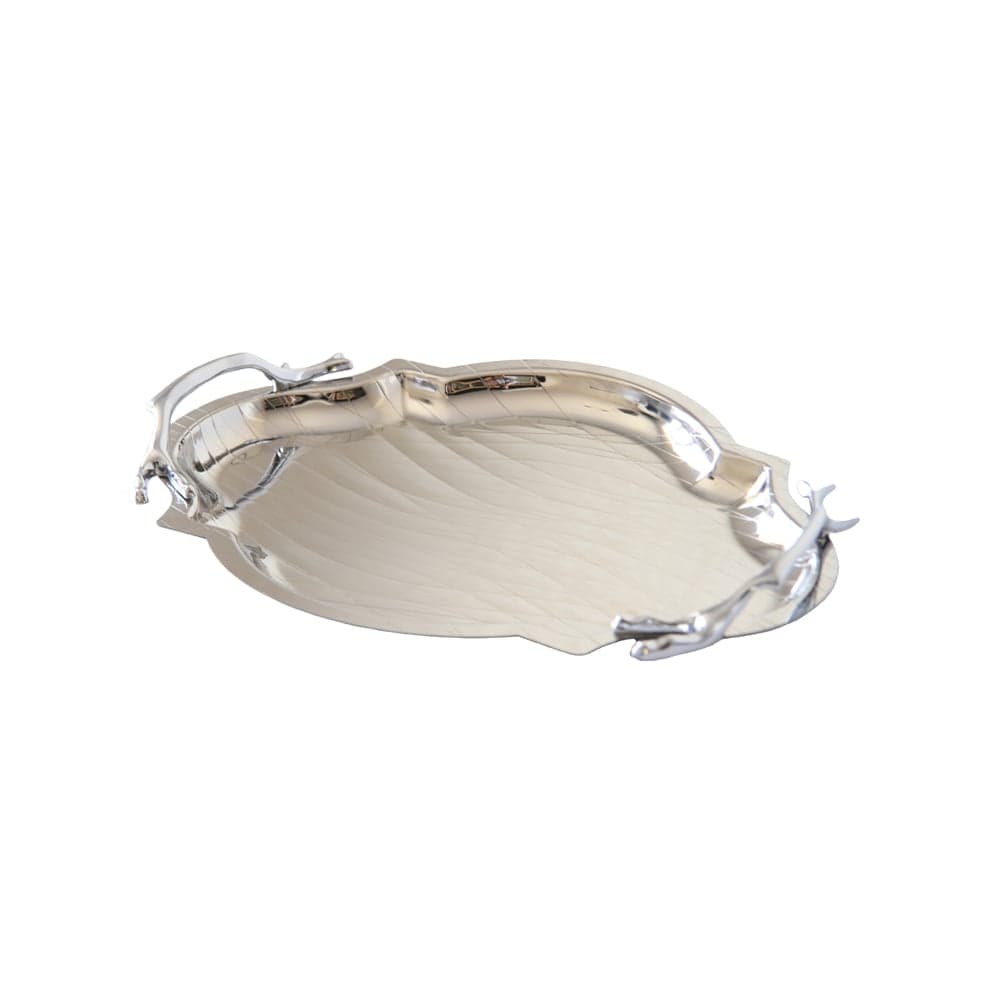 سينی پذیرایی مدل بیضی گوشه دار استیل لیزری کد SS-90084