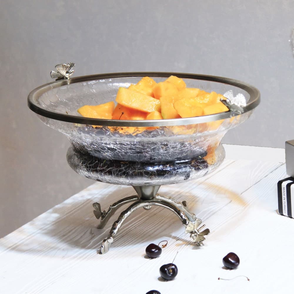 میوه خوری قدح بزرگ نقره‌ای مدل کریستال ترک کد N-2032 — تصویر ۲