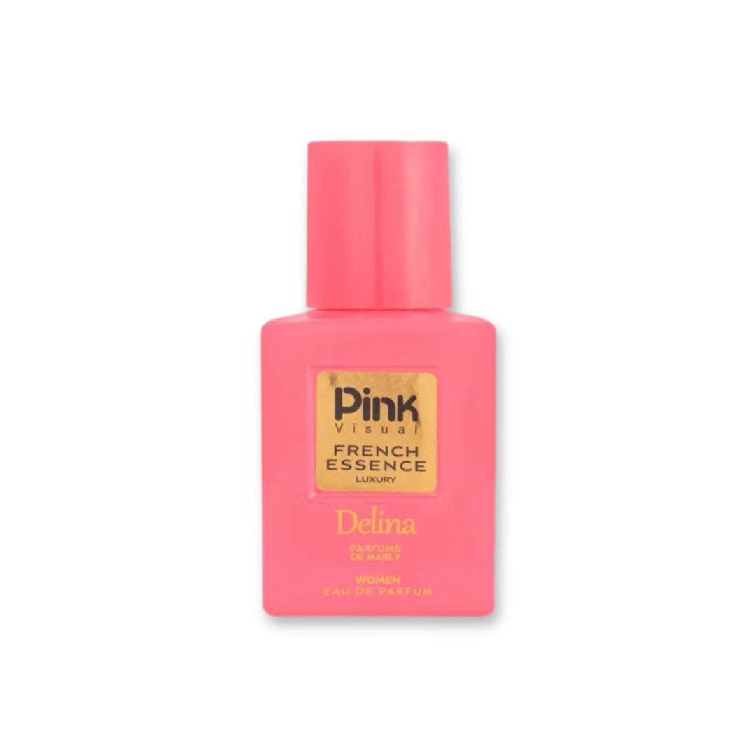 عطر جیبی پلاکدار زنانه دمارلی دلینا پینک ویژوآل Pink Visual مدل De Marly Delina حجم 30 میل