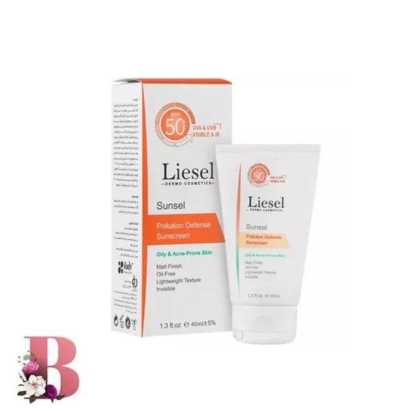 کرم ضدآفتاب بی رنگ پوست چرب و مختلط لایسل سانسل SPF 50 حجم ۴۰ میلی لیتر | Liesel Colorless Sunscreen SPF 50 Suitable for Oily and Acne-Prone Skin 40ml