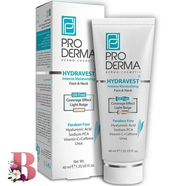 کرم مرطوب کننده قوی صورت و گردن فاقد چربی پرودرما بژ روشن ۴۰ میلی لیتر | Hydravest Intense Moisturizing Light Beige PRODERMA 40ml