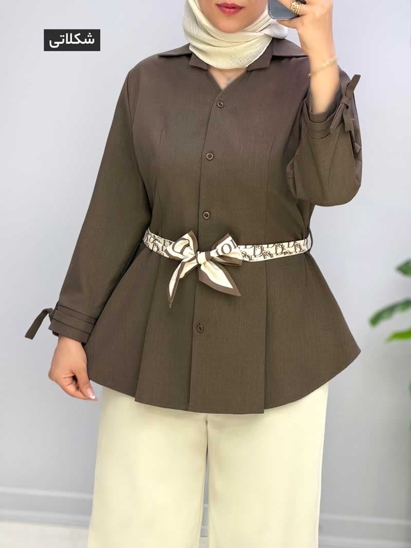 شومیز مانتویی مزونی بزیاق والیور کد 227798 — تصویر ۵