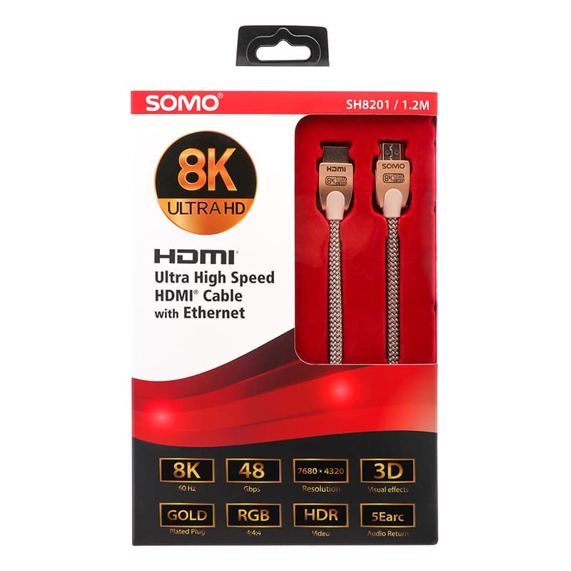 کابل HDMI سومو مدل SOMO SH8201 (نسخه 2.1 کیفیت 8K طول 1.2متر) — تصویر ۲