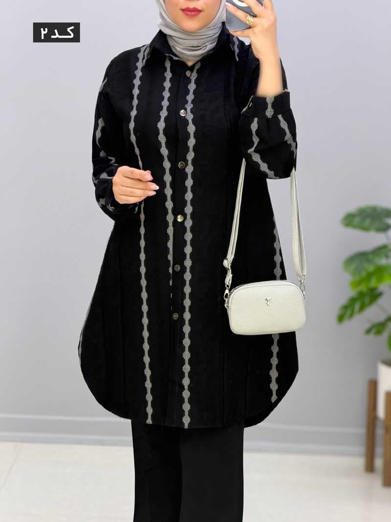 مانتو بلند ژاکارد ساره کد 957272 — تصویر ۴