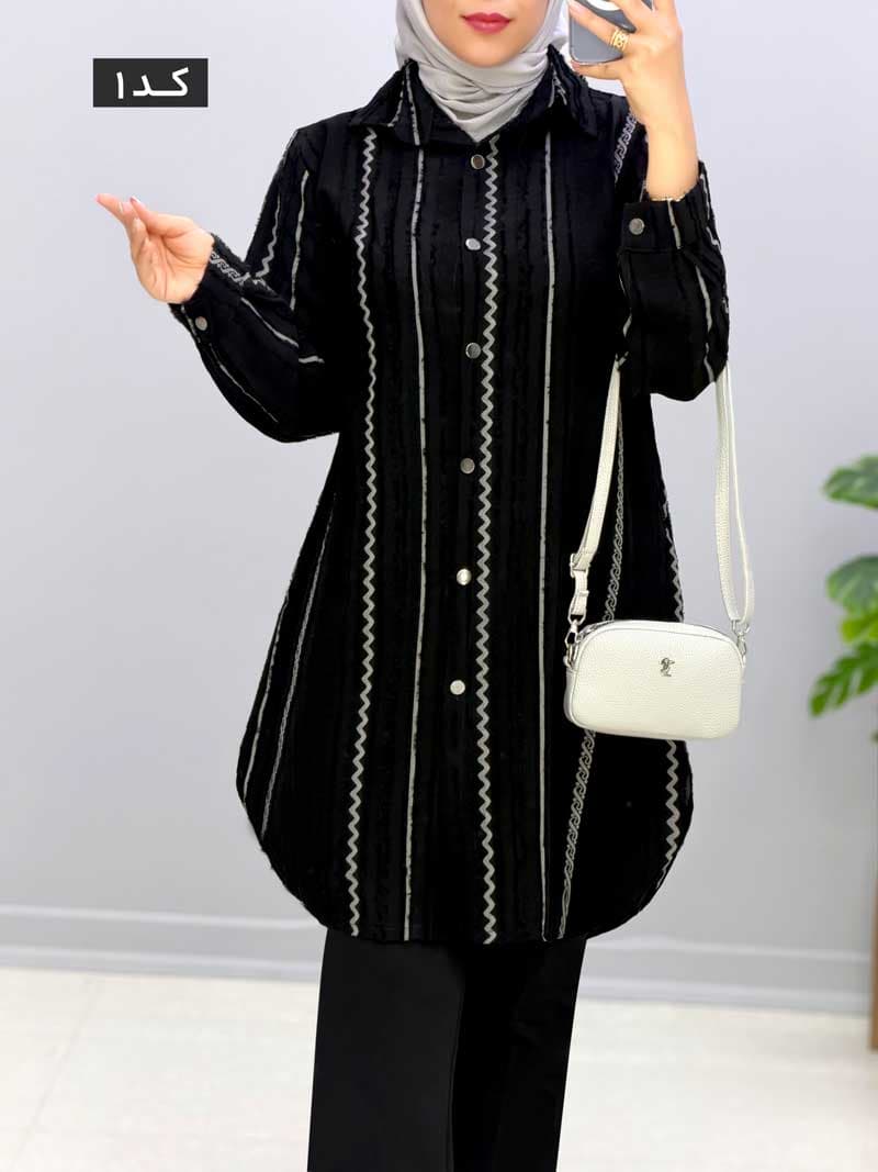 مانتو بلند ژاکارد ساره کد 957272 — تصویر ۵