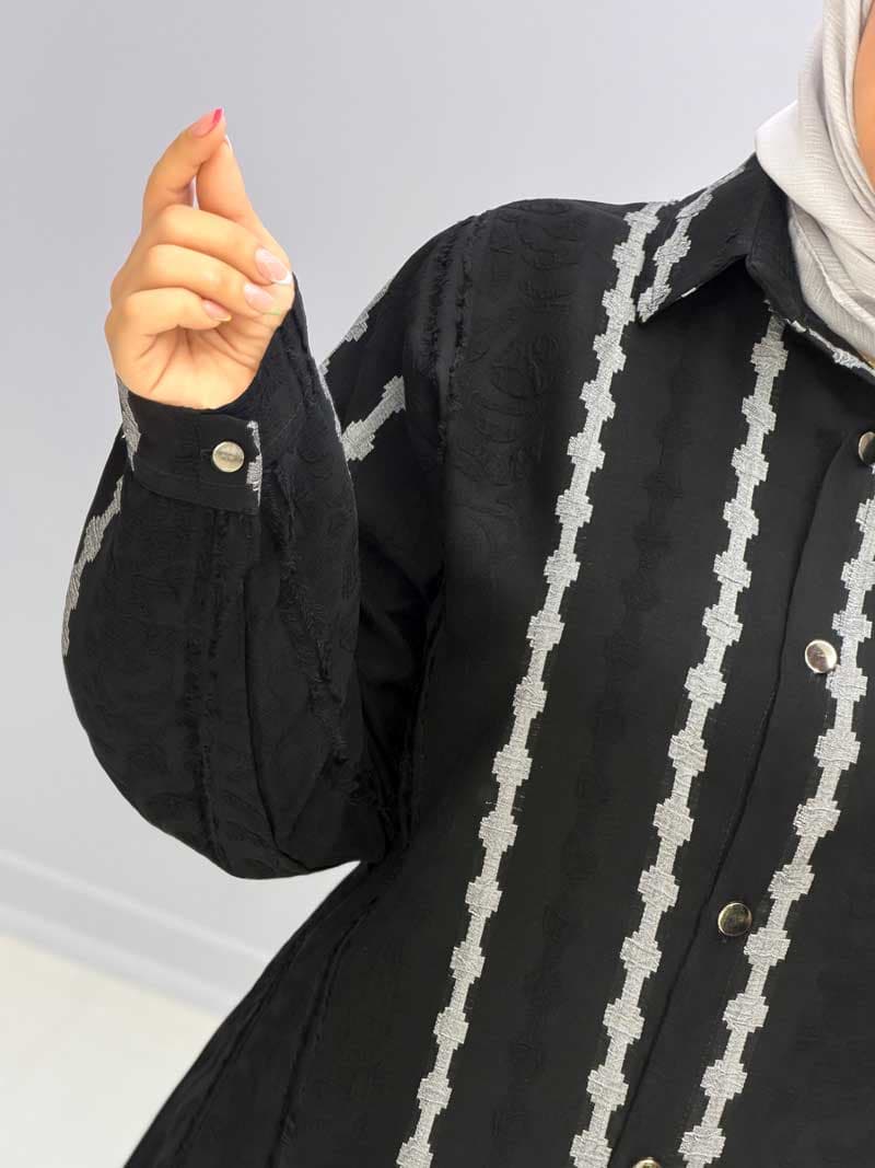مانتو بلند ژاکارد ساره کد 957272 — تصویر ۳