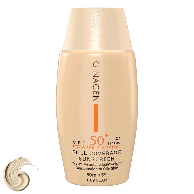 کرم ضد آفتاب رنگی ژیناژن SPF 50 مناسب پوست‌های چرب و مختلط مدل 01 ‌ — تصویر ۲