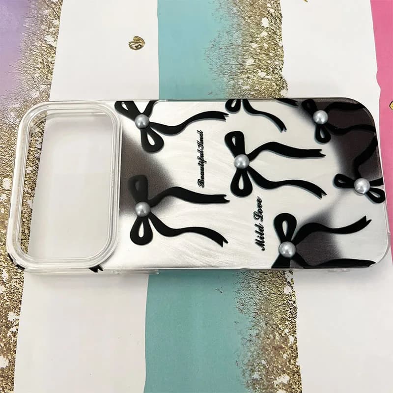 قاب گوشی iPhone 17 Pro Max آیفون طرح پاپیون مرواریدی کد 909