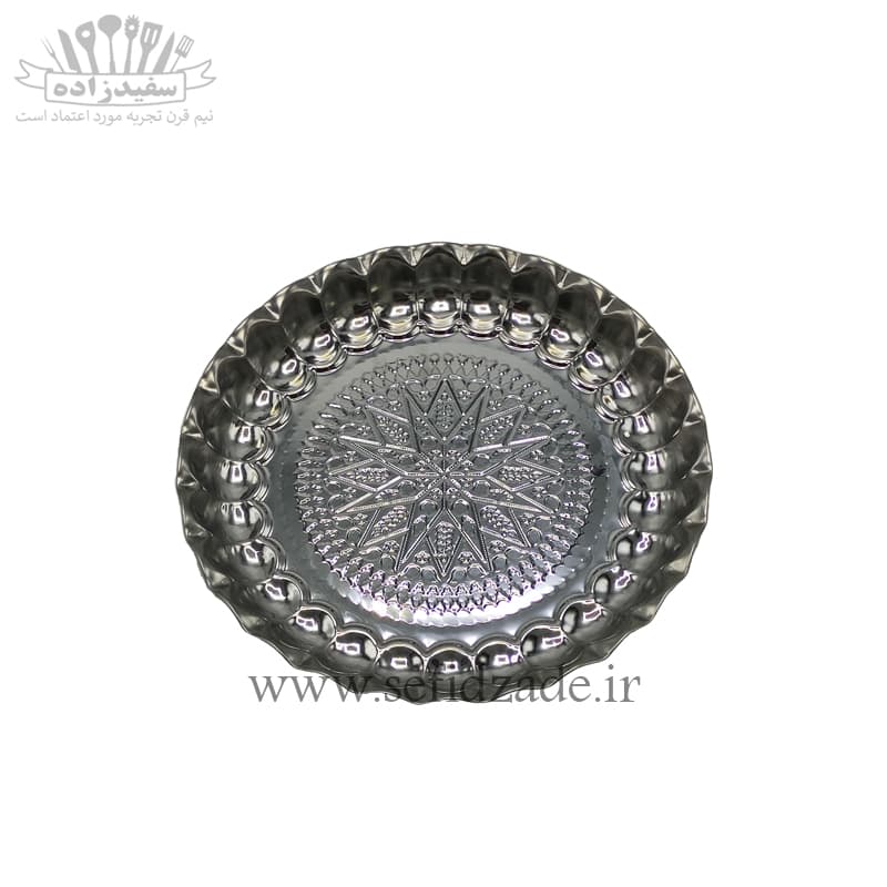 سینی استیل لب کنگره طرح لوزی سایز 24 سانتی