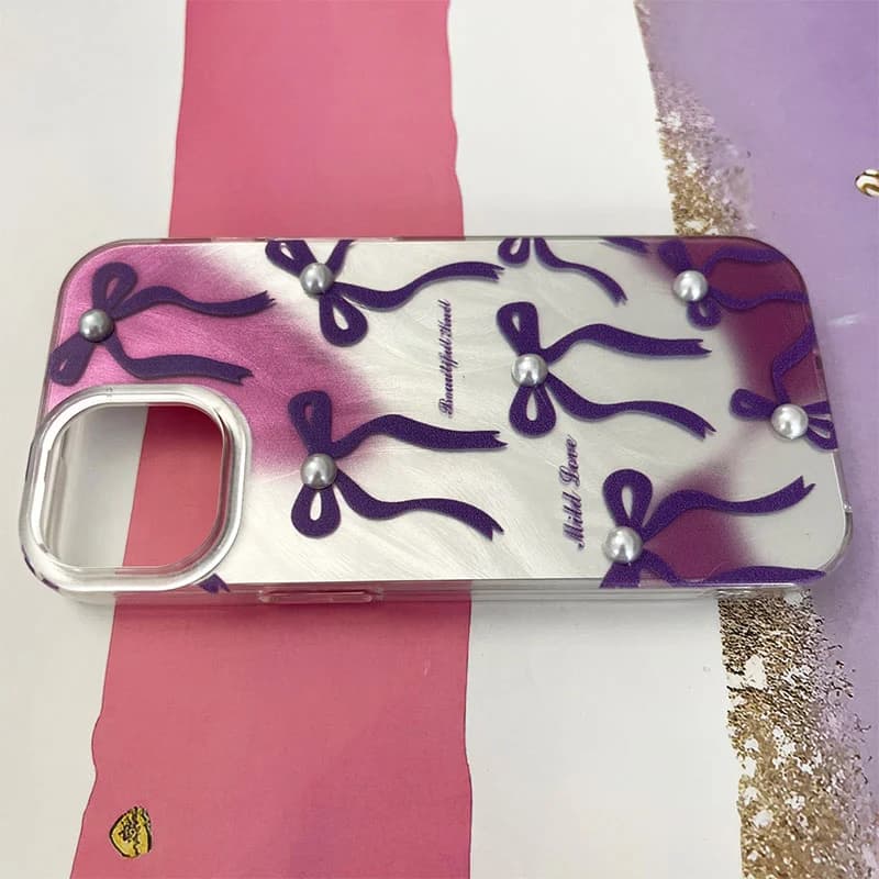 قاب گوشی iPhone 15 آیفون طرح پاپیون مرواریدی کد 909