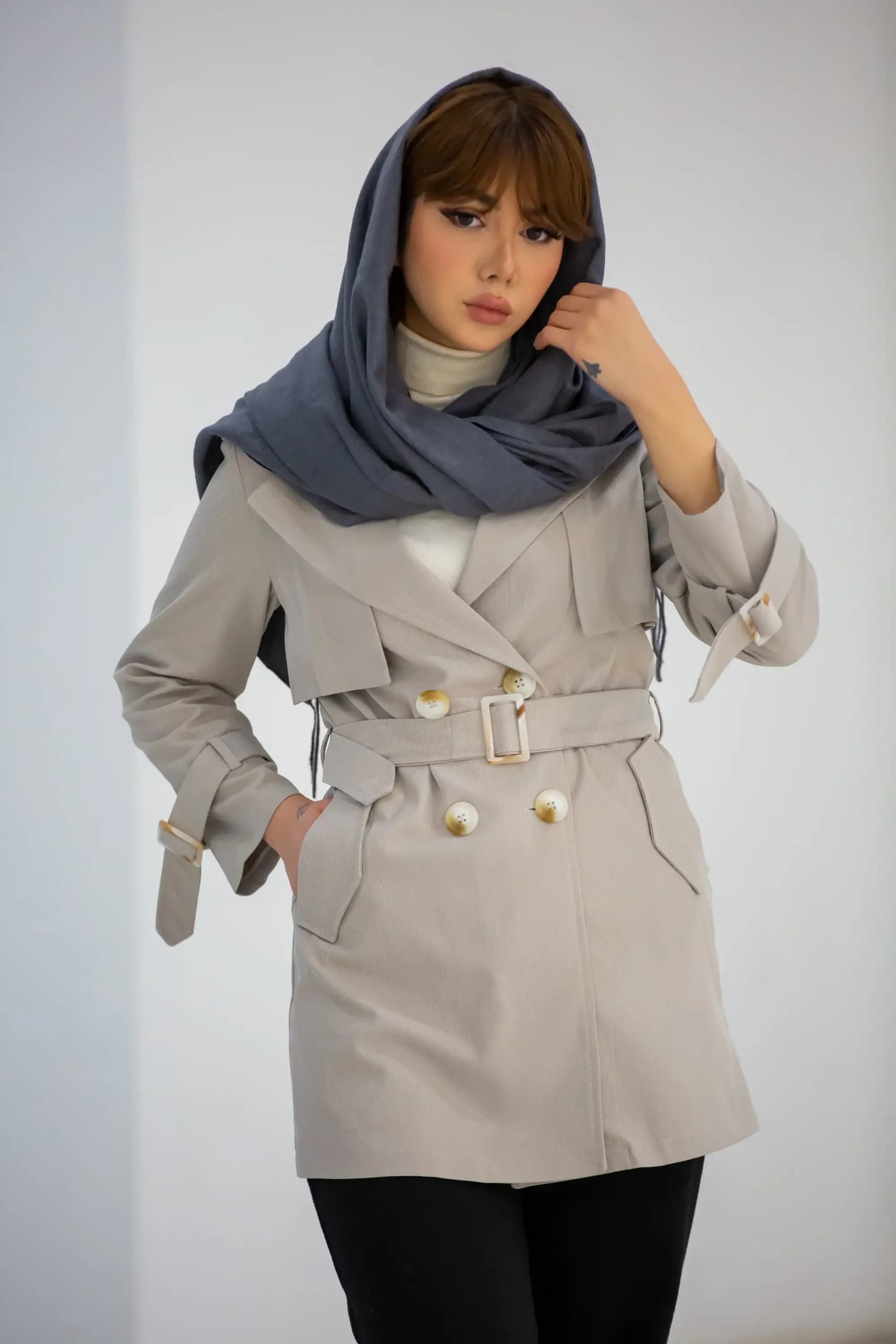 مانتو پارکا کجراه ژیله دار میدی — تصویر ۶