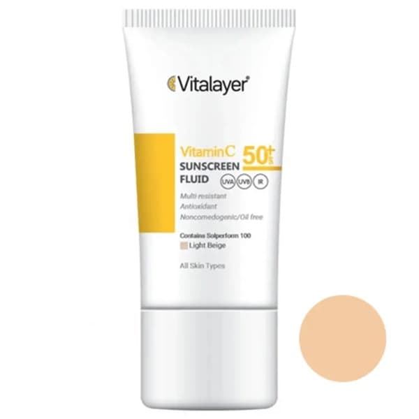 فلوئید ضد آفتاب ویتامین سی ویتالیر لایت بژ ۵۰ میلی لیتر | VITALAYER VITAMIN C SUN CARE FLUID 50 ML