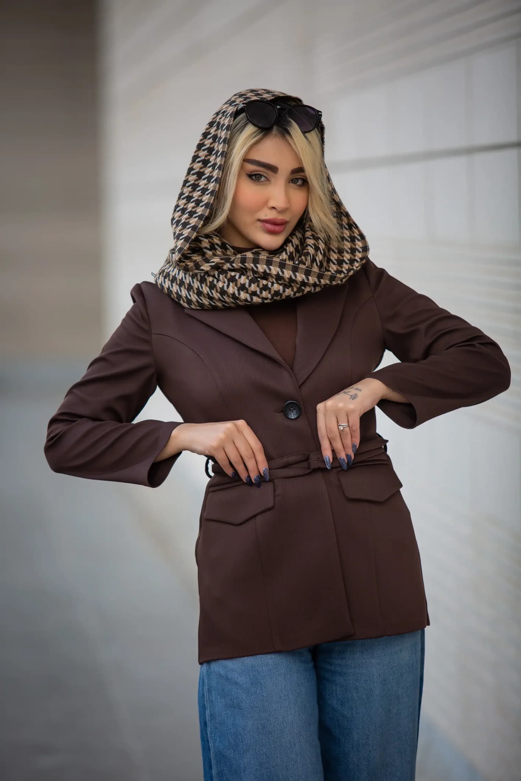 کت زنانه بلدینگ کمر بنددار — تصویر ۸