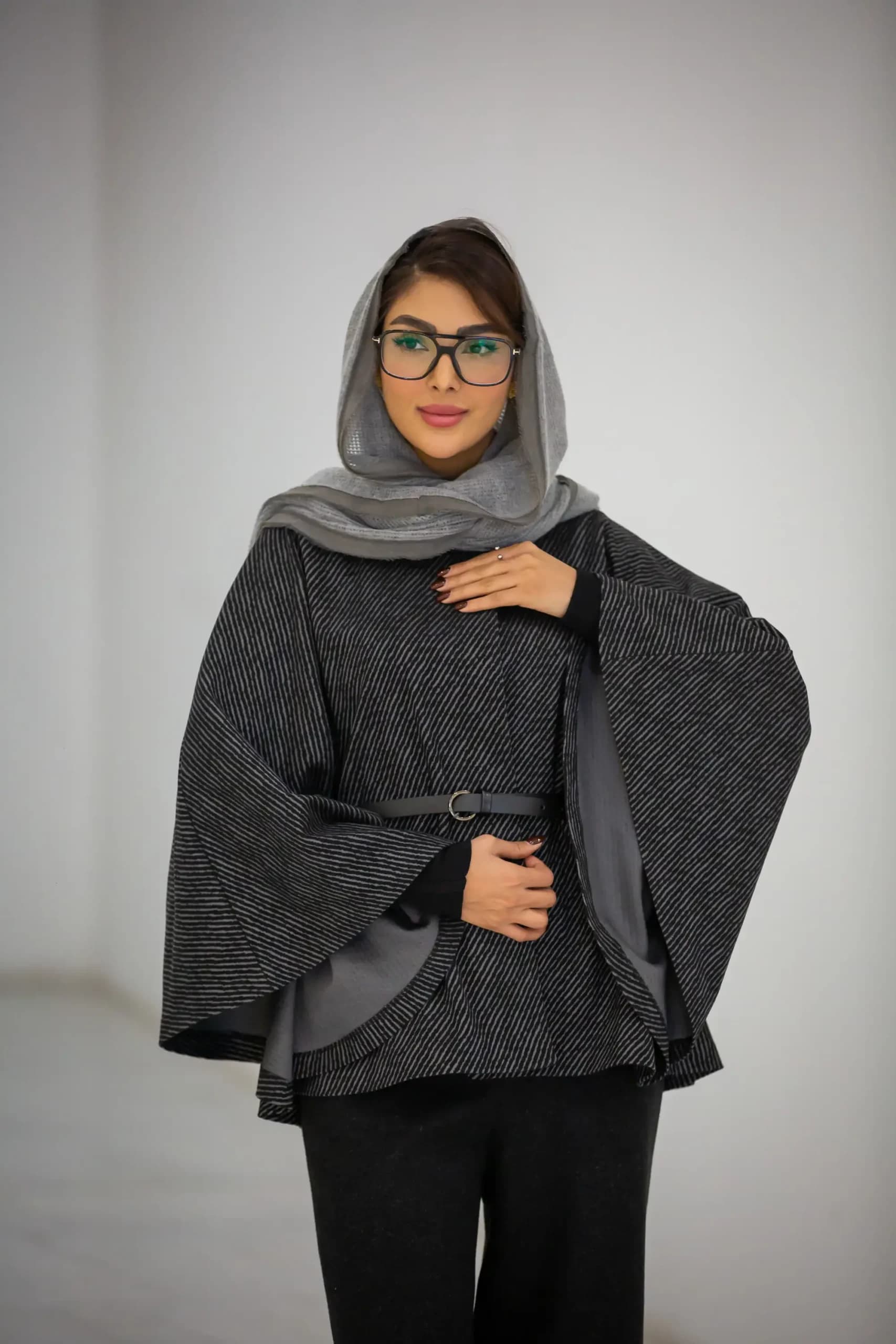 پالتو پانچ کشمیر کمربنددار — تصویر ۶