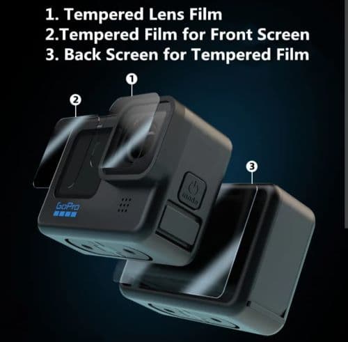 پک 3 عددی گلس محافظ صفحه برای GoPro Hero 9-12 Black — تصویر ۳