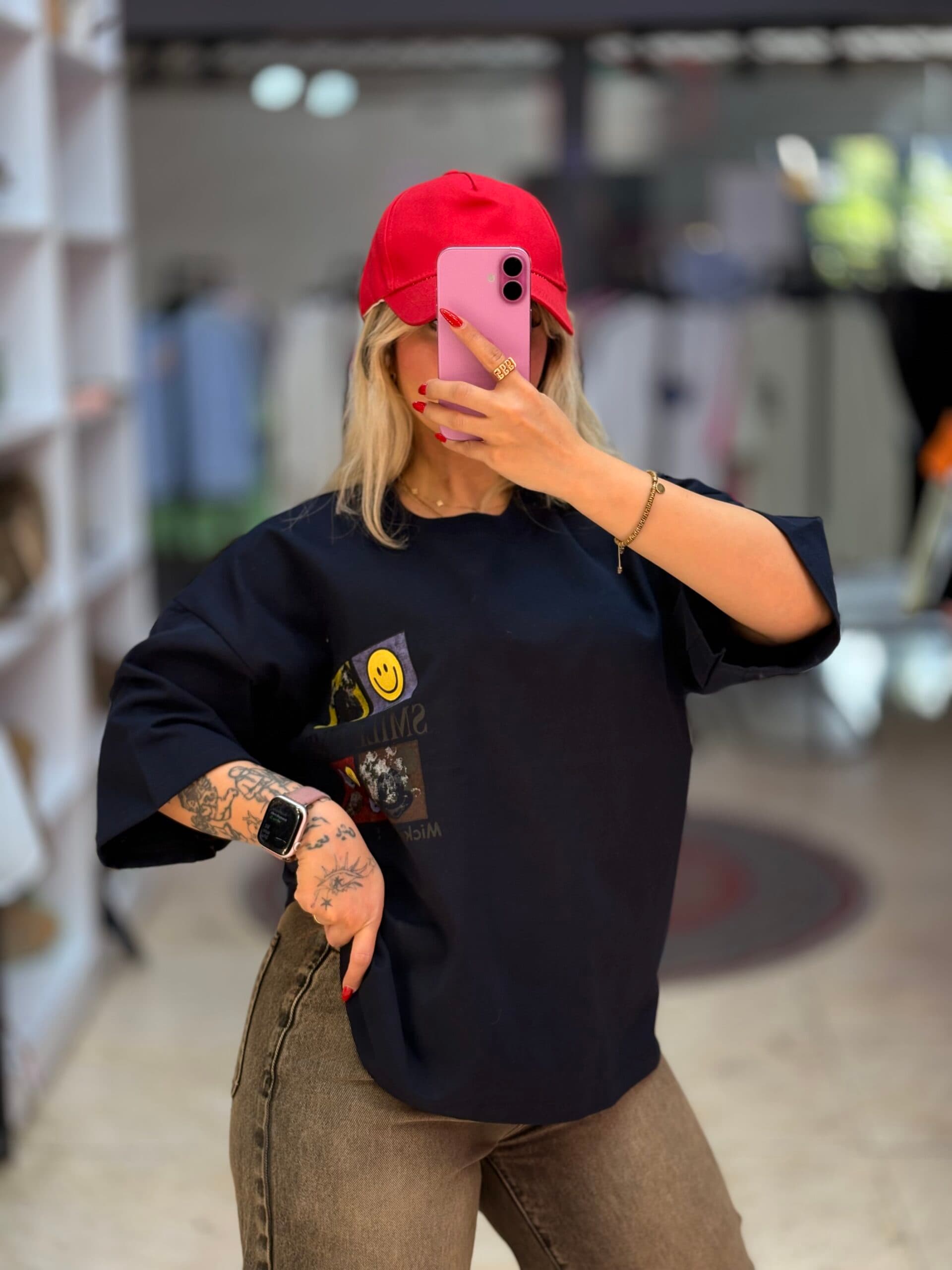 تیشرت باکسی smile کد 13703 — تصویر ۲