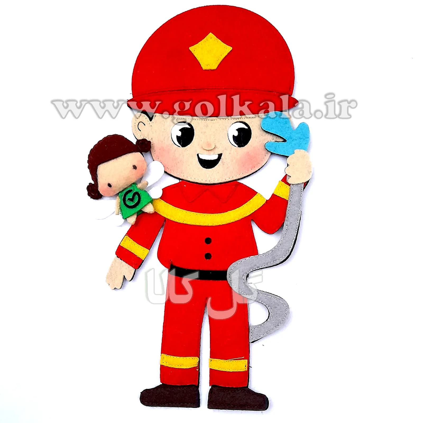 عروسک آتشنشان نمدی دیواری 🚒 آموزشی و مگنتی گل‌کالا