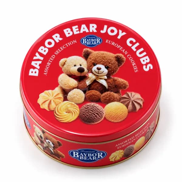 بیسکویت کوکی کره ای گاودین قوطی فلزی 208 گرم مدل Bay Bor Bear قرمز — تصویر ۲
