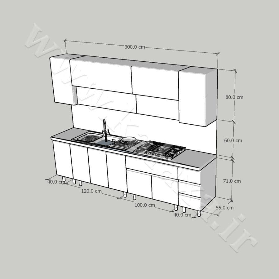 کابینت پله ای آماده هایگلاس ایرانی ۳ متری دستگیره مخفی — تصویر ۷