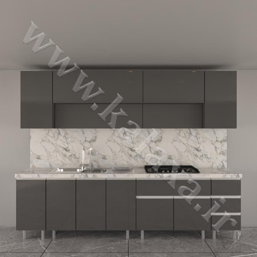 کابینت پله ای آماده هایگلاس ایرانی ۳ متری دستگیره مخفی — تصویر ۲