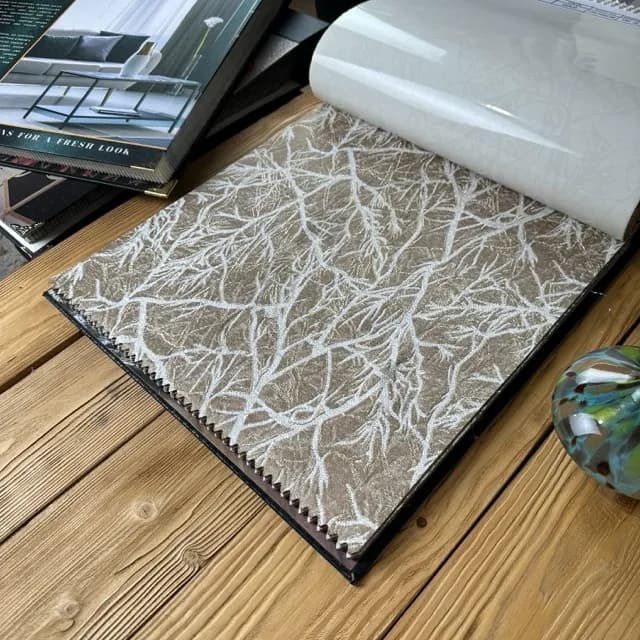 پرده شانل طرح درختی-رنگ نسکافه ای