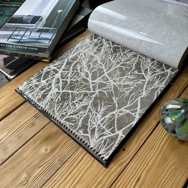پرده شانل طرح درختی-رنگ خاکی