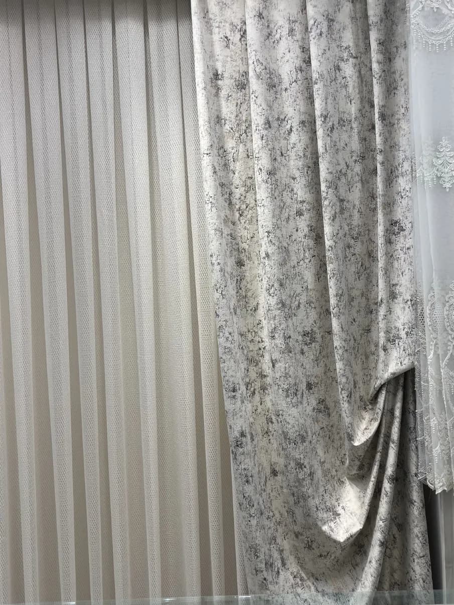 پرده تور بریلنت و مخمل پتینه عرض 3 متر — تصویر ۲