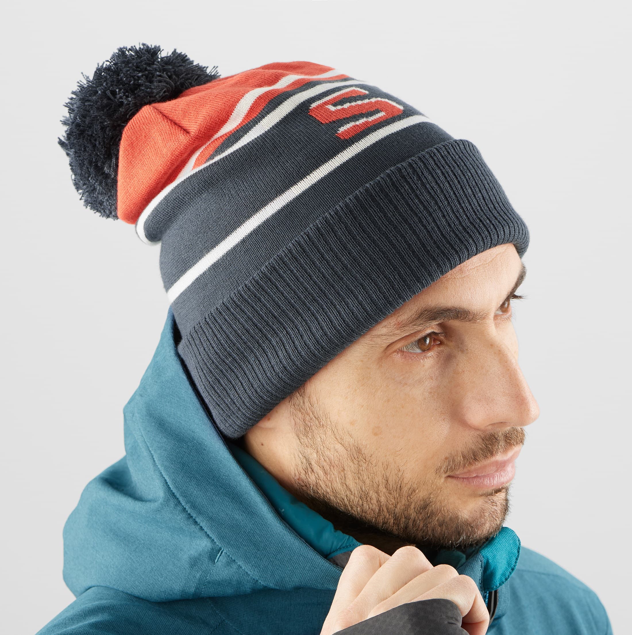 کلاه زمستانی سالامون / SALOMON – مدل Heritage Beanie / طوسی قرمز — تصویر ۲