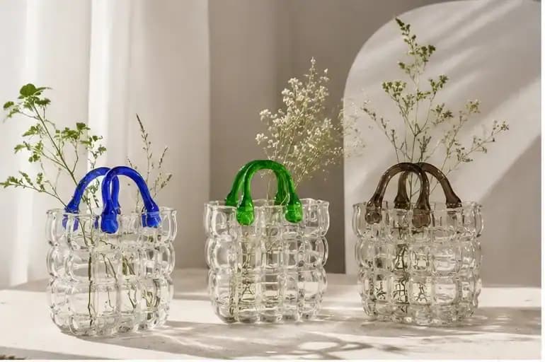گلدان شیشه ای مدل کیف