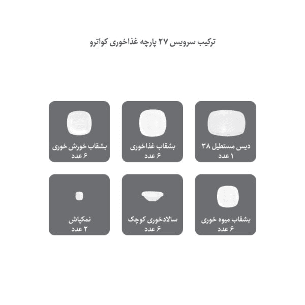 سرویس 27 پارچه 6 نفره طرح ویلیج کواترو — تصویر ۳