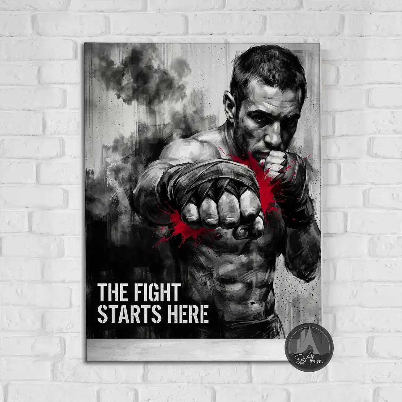 تابلو بوکس THE FIGHT STARTS HERE کد DA-(8047) | دکور انگیزشی — تصویر ۷